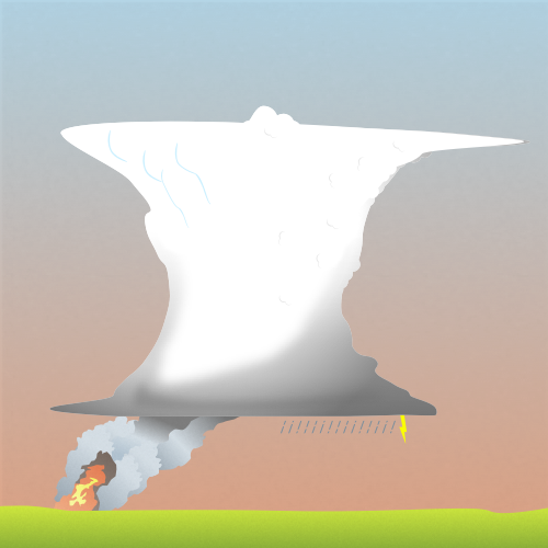 Illustration of cumulonimbus flammagenitus clouds