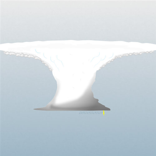 Illustration of cumulonimbus mamma clouds