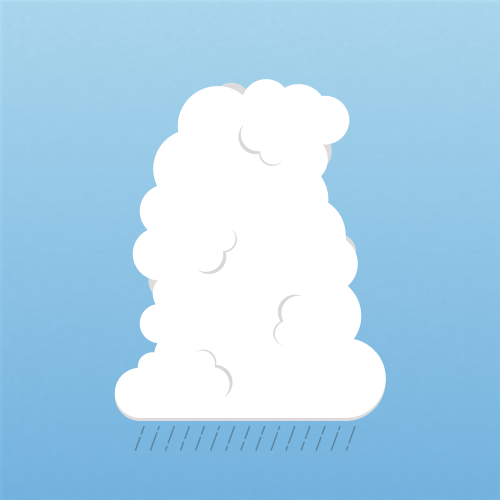 Illustration of cumulus praecipitatio clouds