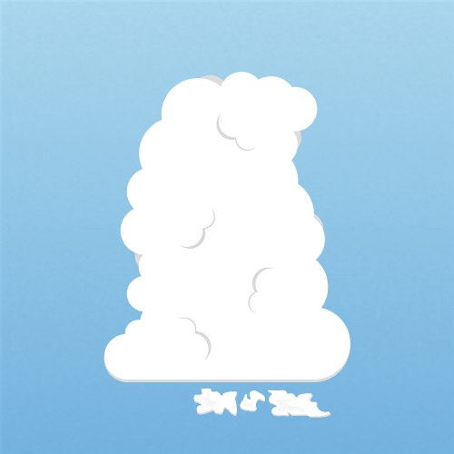 Illustration of cumulus pannus clouds