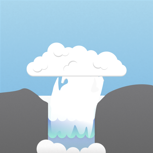 Illustration of cumulus cataractagenitus clouds