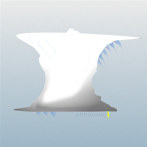 Illustration of cumulonimbus virga clouds