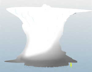 A graphical illustration of a cumulonimbus arcus cloud
